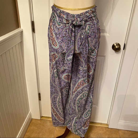 LUCY & LAUREL NEW PANTS SASH BLUE WHITE PINK FLORAL PULL ON STYLE size M NWT - Picture 6 of 7